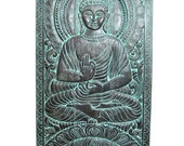 Indian Interior Decor Hand Carved Buddha Carving Panel Patina Wall Art Architectural