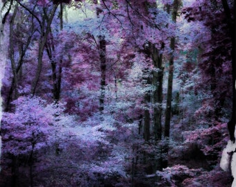 Mystical Forest with White Ink Border, Purple 8x10