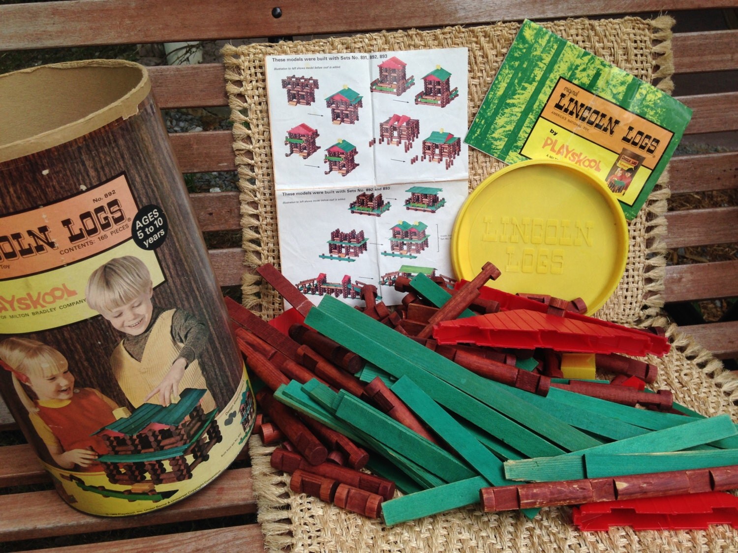 1969 Playskool Lincoln Logs No. 892 165 Original Pieces