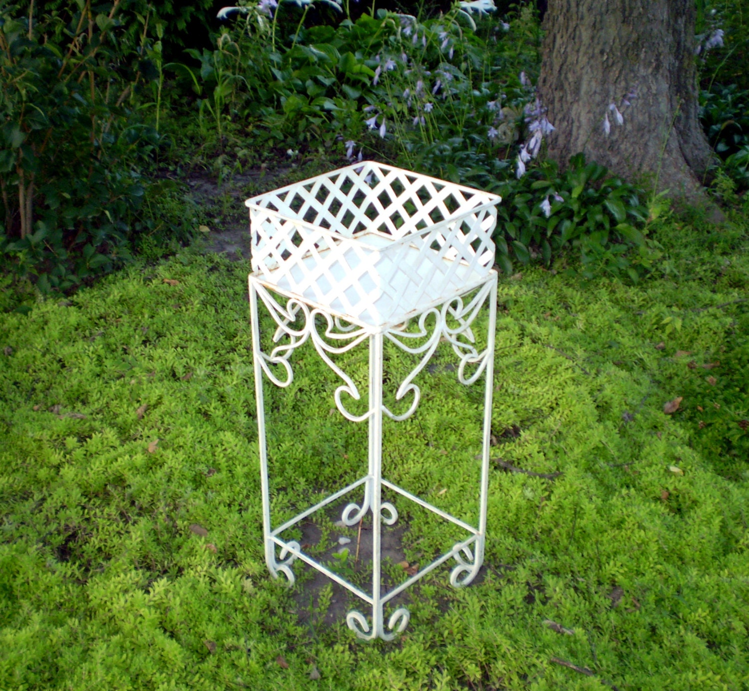 Vintage Wrought Iron Planter Plant Stand 26 Tall by