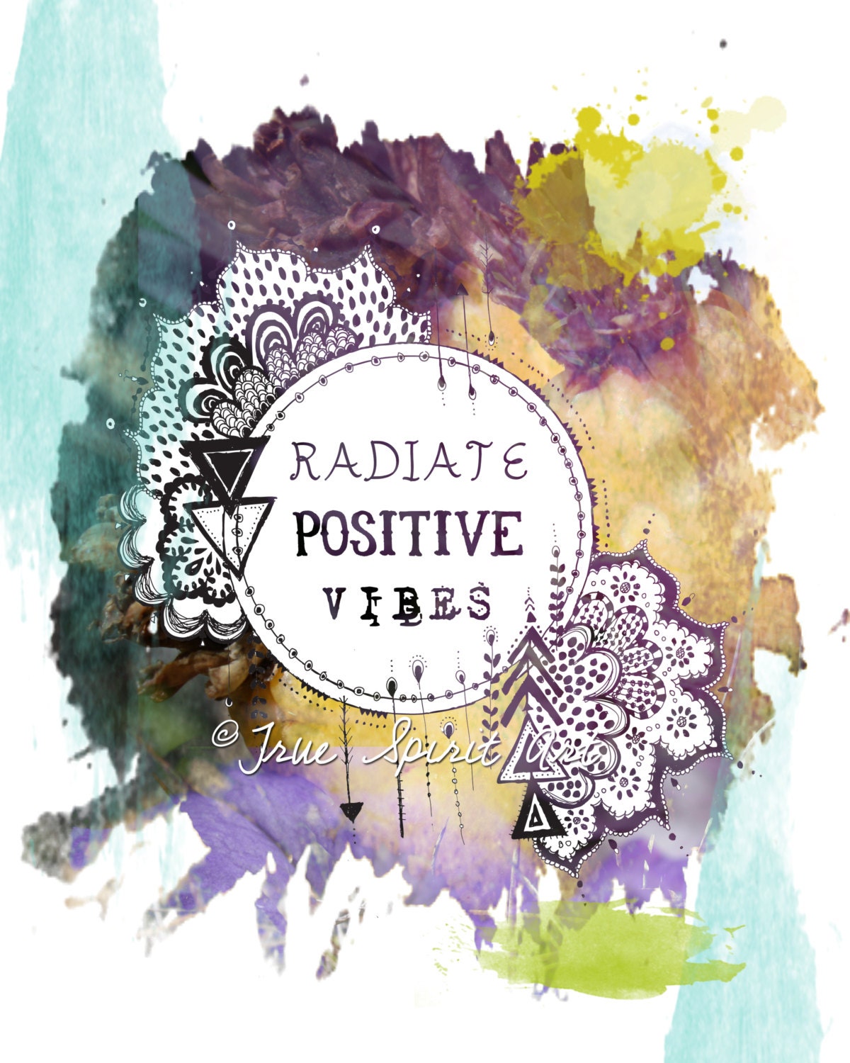 Radiate Positive Vibes Art Print Boho Yoga