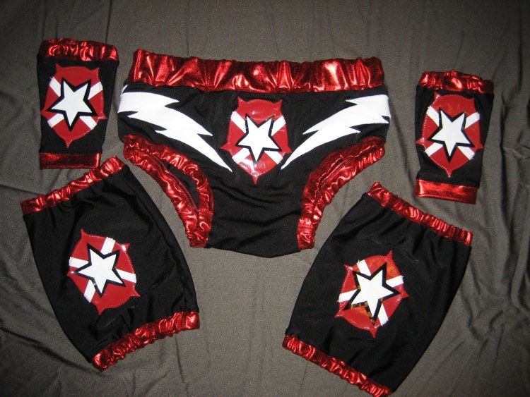 Pro Wrestling trunks with matching set of knee pad by  