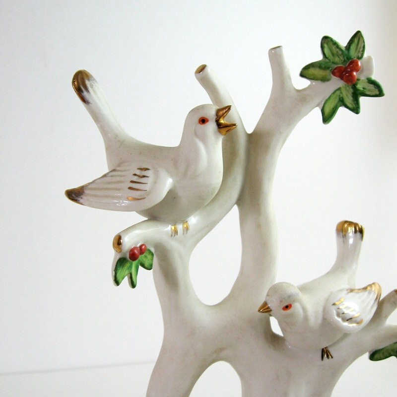 Vintage White Porcelain Bird Figurine Bird Sculpture Birds