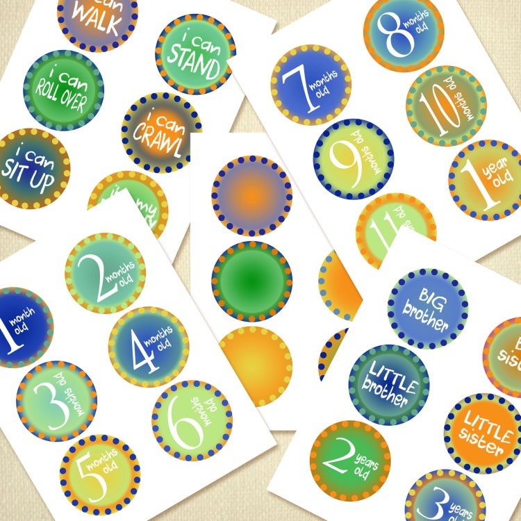 Printable Baby Boy Month Stickers and by ARTiculatePRINTS on Etsy