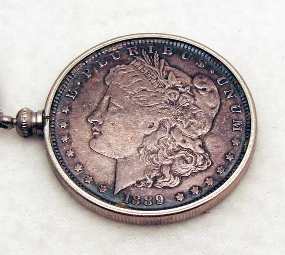 1889 Silver Dollar Bezel Coin Pendant