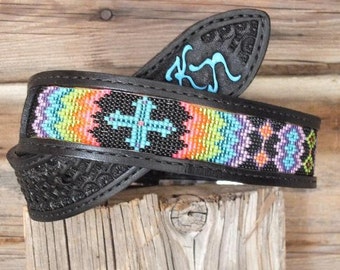 Beaded Leather Belt
