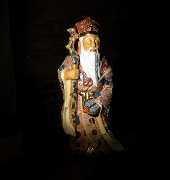 Statue of Jurojin Lucky God of Longevity Japan Moriage Large