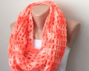 orange knit infinity scarf orange circle scarf crochet scarf