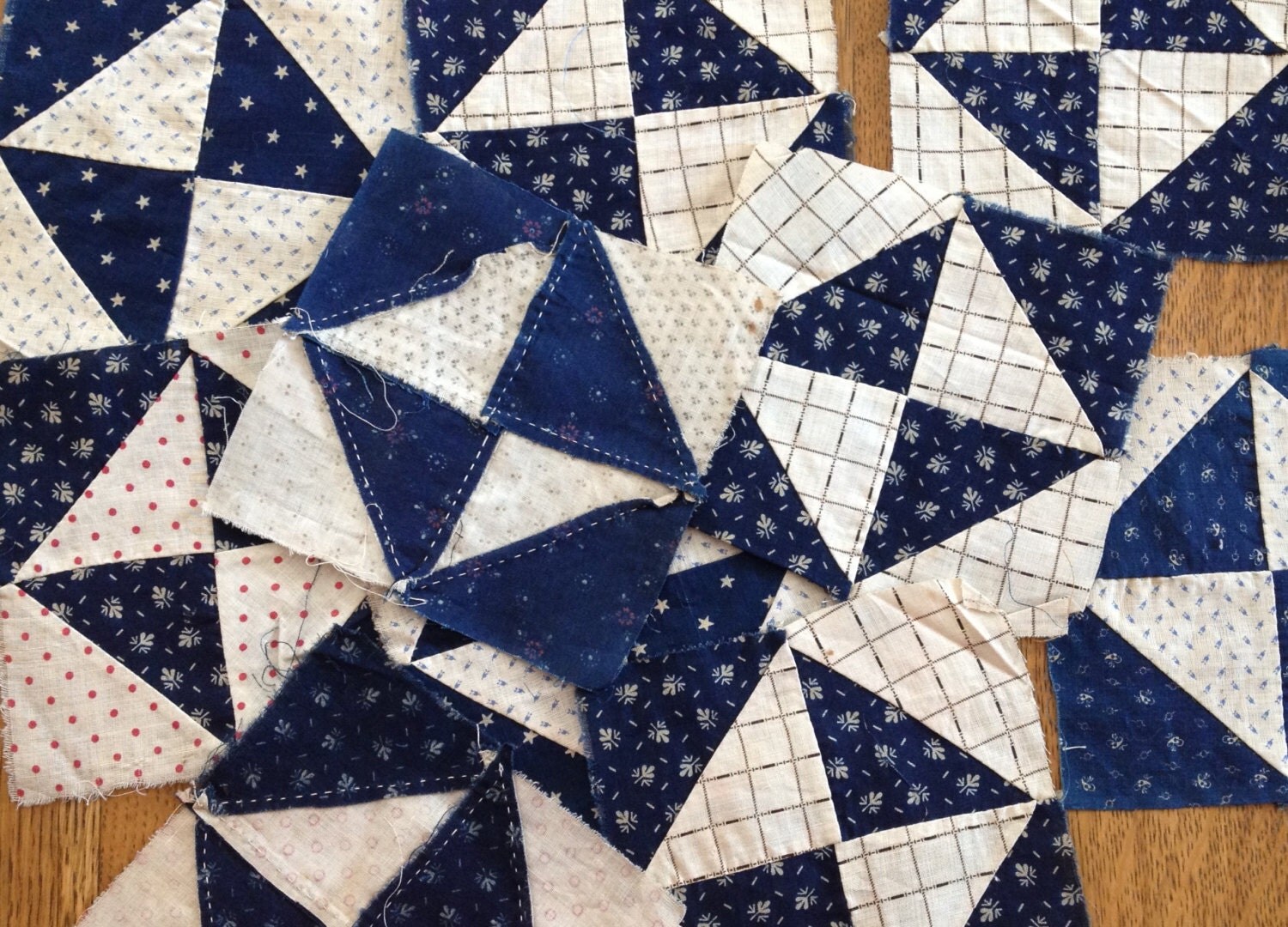 Vintage Hand Stitched Quilt Blocks 1920's Broken Dishes