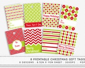 Items similar to Printable Digital Christmas Red &amp; Green Gift Tags ...