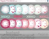 ON SALE 50 % OFF Xoxo Valentine circles clip art, digital round frames, candy colors clipart, digital labels, pink, purple, commercial use, Il_170x135