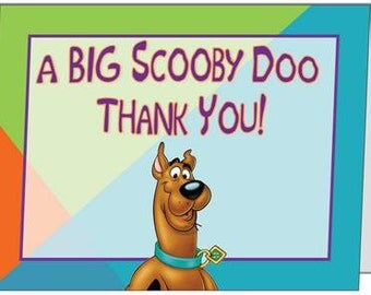 PRINTED Custom Birthday Thank You Cards, Scooby Doo