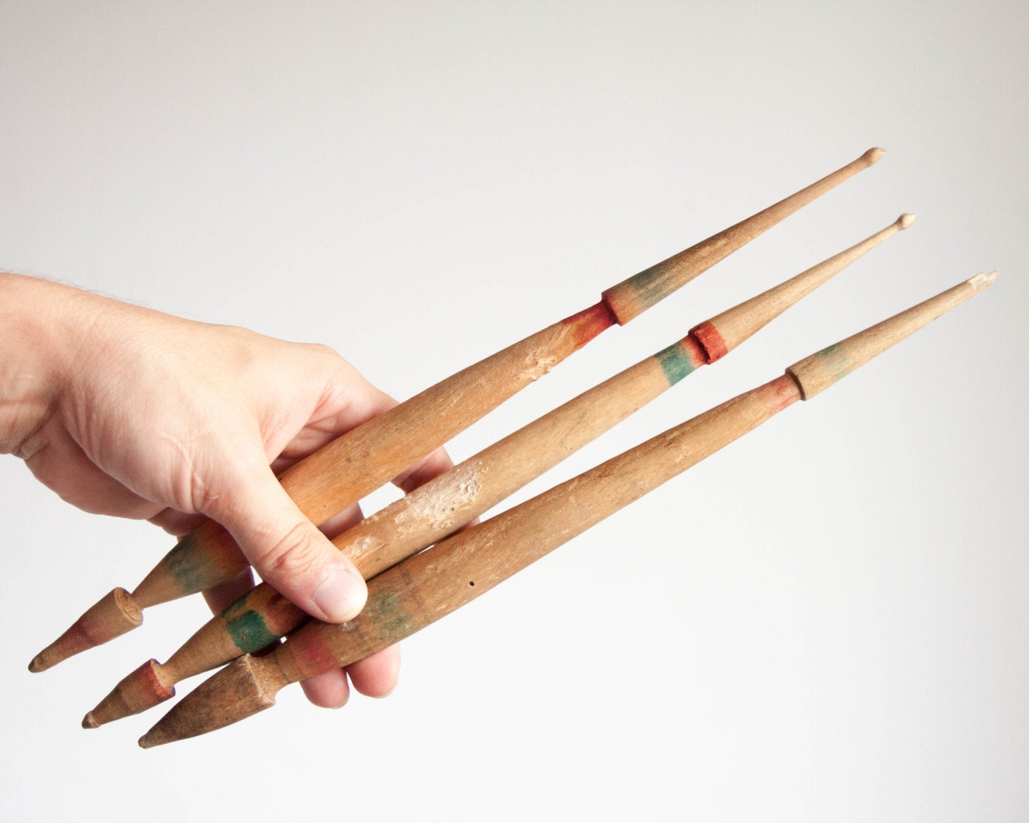Vintage Wool Wood Spindles Old Wooden Spindles Wool
