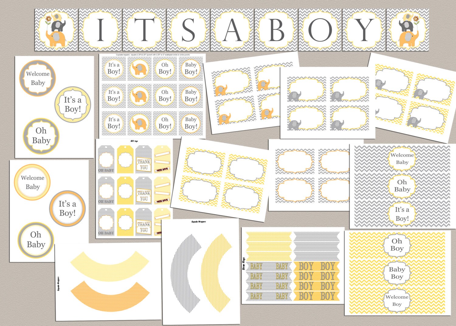 Printable Boy Baby Shower Party Pack Baby Shower Package