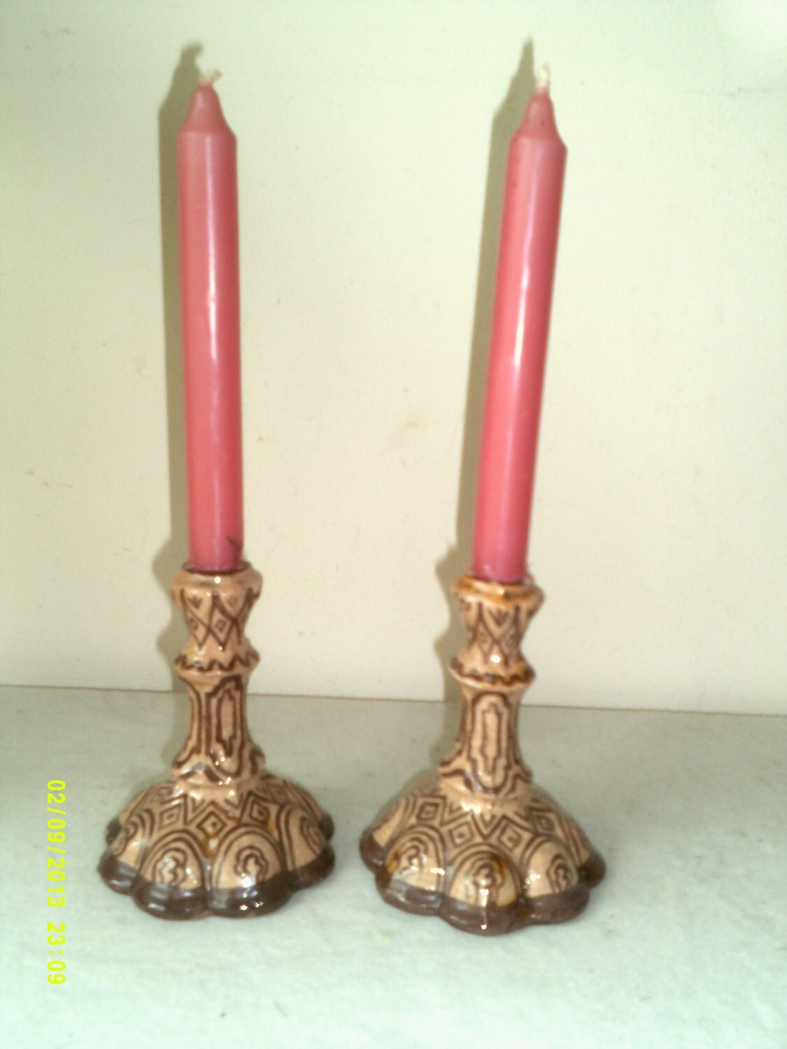 Vintage Pottery Candle Holders Pottery Candlestix Pottery