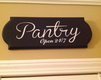 Large Pantry sign wooden sign kitchen decor wall decor wooden pantry sign open 24/7 home decor wall hanging large kitchen sign