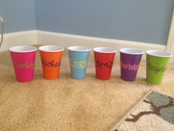 Items similar to Personalized Reusable Plastic Kids Cups on Etsy