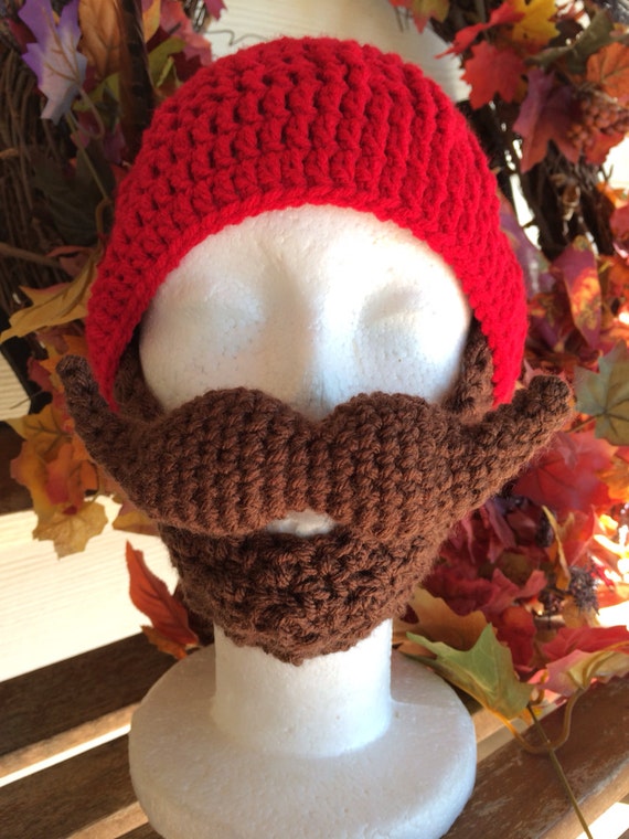 Items similar to Men's Beard and Handlebar Mustache Beanie Hat on Etsy