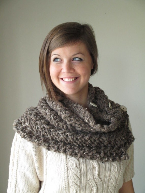 Brown Chunky Cowl Scarf by KnitsofGrace on Etsy