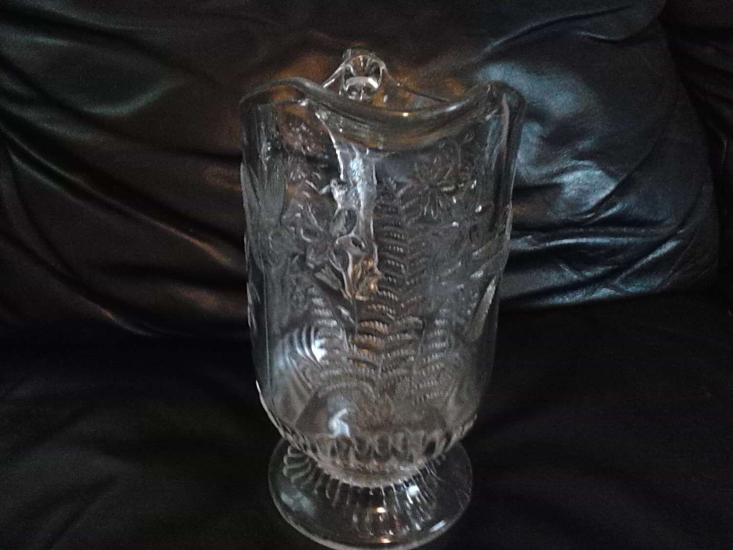 Vintage Hummingbird Pressed Glass Pitcher/Vase