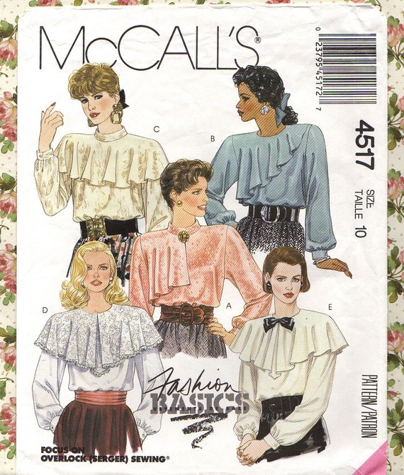 80s Misses' Vintage Blouse Sewing Pattern 1989