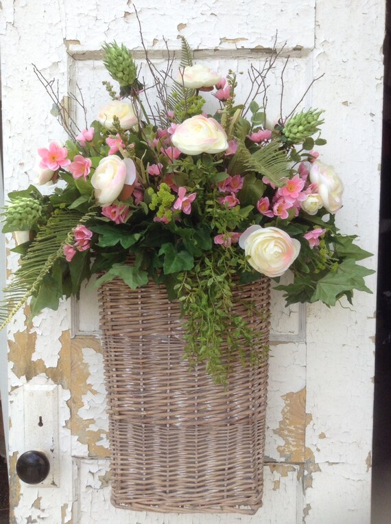 Large Rustic Spring Wall Basket Large Spring by FlowerPowerOhio