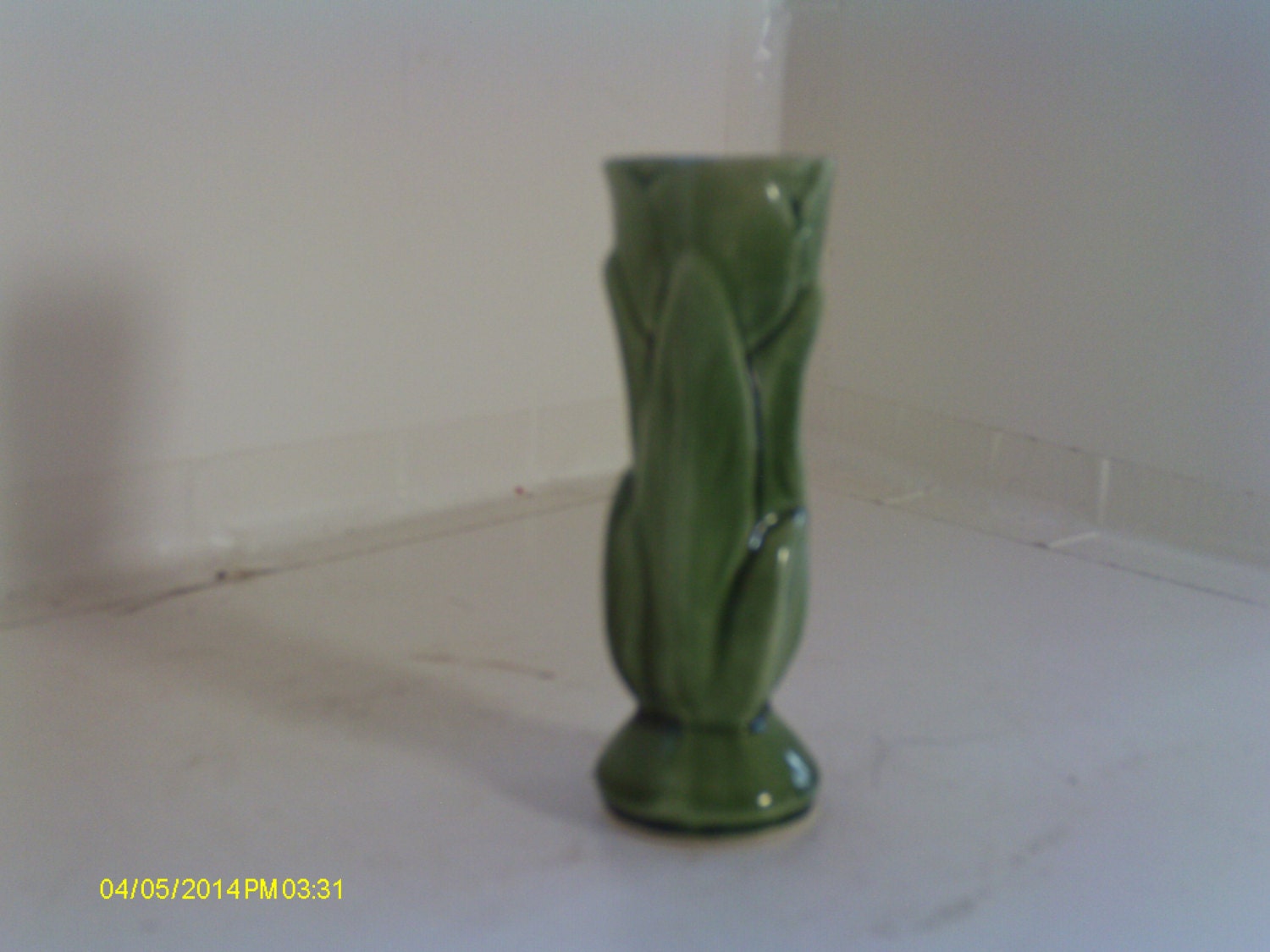 Vintage Green Tulip Vase for a Single Rose by DelightsbyJudy