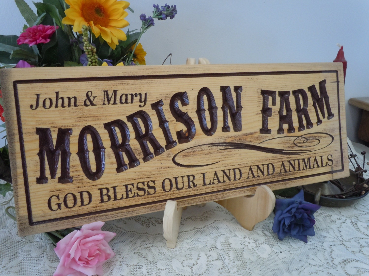 Rustic Distressed Farm Family Last Name Sign Personalized