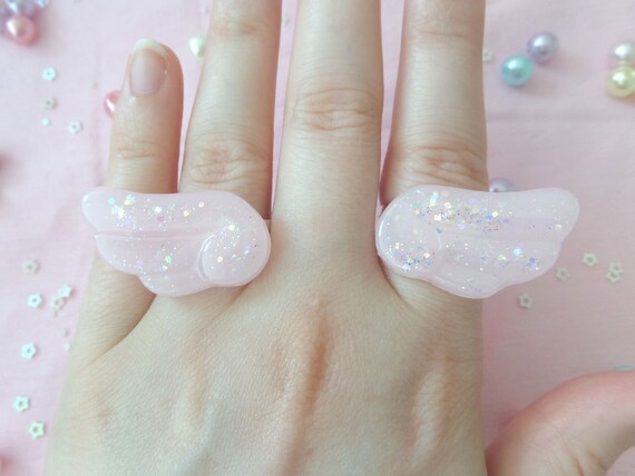 Resin Wing Rings: RESIN ADVENTURES Pastel Pink Wing Ring Set