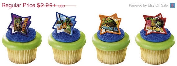 SUMMER SALE Teenage Mutant Ninja Turtles Cupcake Rings Il_570xn