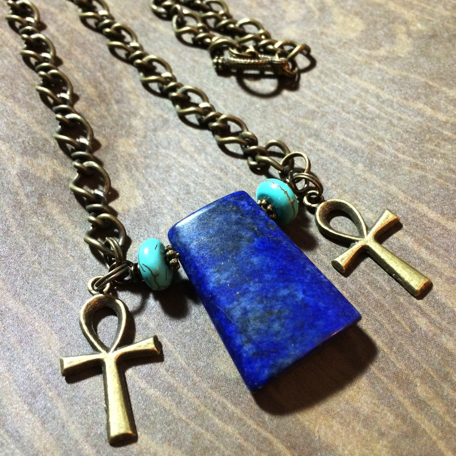 Lapis Lazuli Egyptian Ankh Necklace Egyptian Cross Pendant