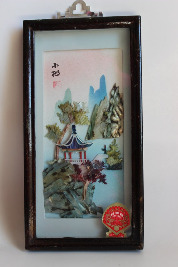 Asian 3 Dimensional Shell Art Chinese Shadow Box Art