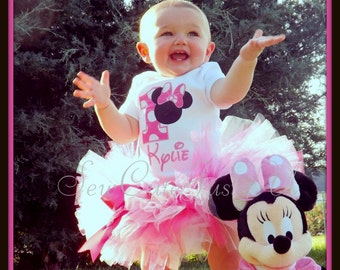 Minnie Mouse Birthday Number Shirt and Tutu Set