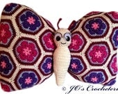 Crochet Pattern - Tess the African Flower Butterfly Pillow