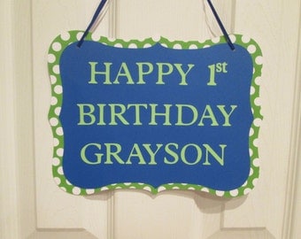 Personalized door sign, Happy Birthday door sign
