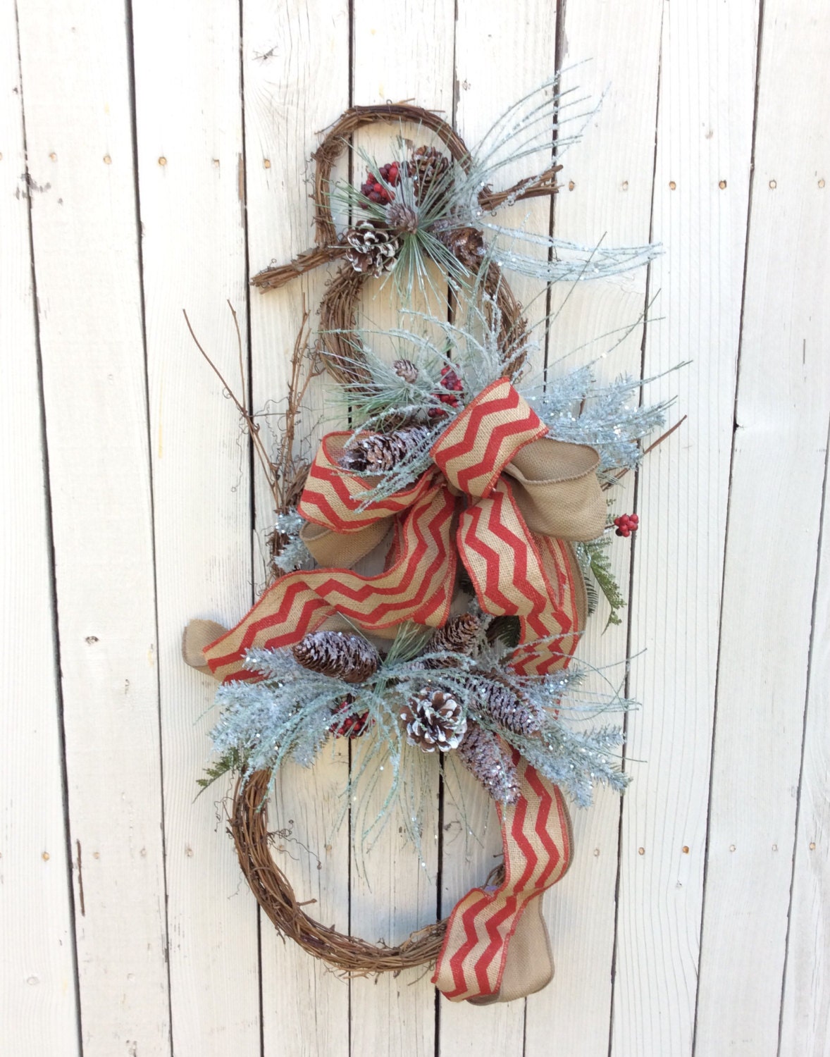 Snow man Wreath, Grapevine Snowman Wreath, Burlap Snowman Wreath,Christmas Wreath, Double Door Wreath, Whimsical Christmas Swag