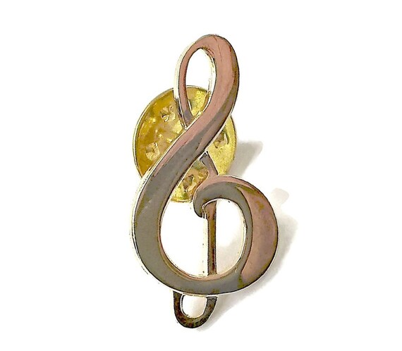 Treble Clef Brooch Tac Pin Musical Symbol by EclecticVintager