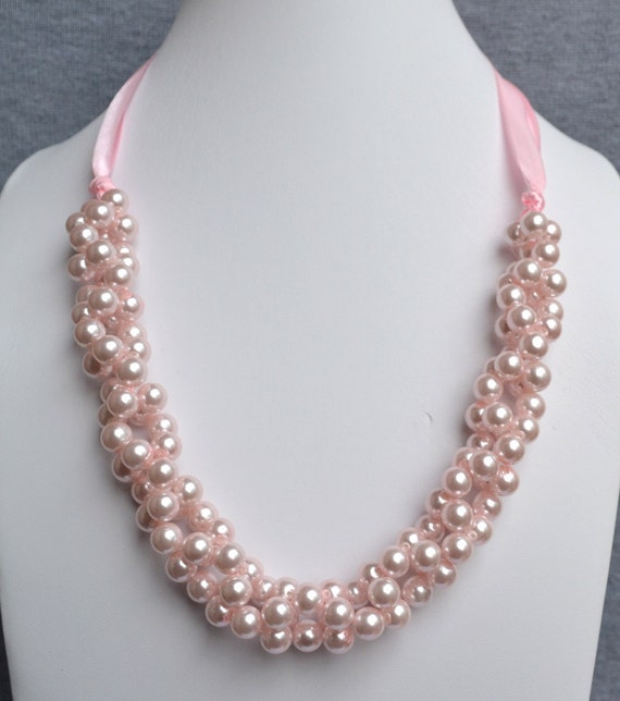 light pink pearl necklacepearl necklacepink pearl by luckyjewelry8