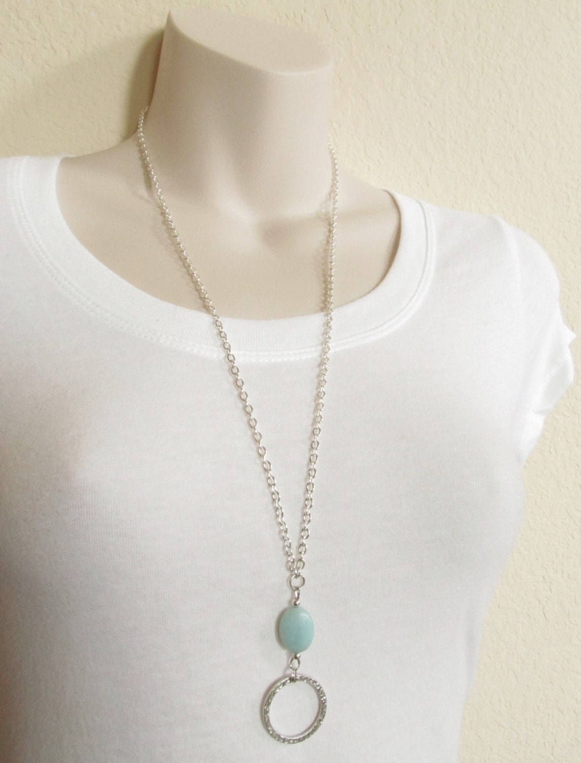 Silver Eyeglass Lanyard Blue Green Reading Glasses by HalfSnow