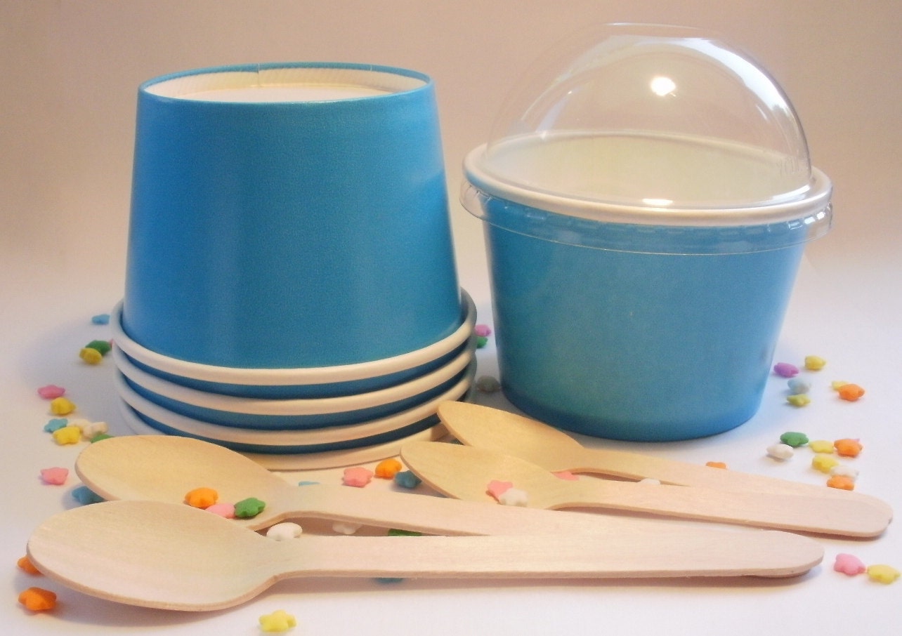 50 Blue Ice Cream Cups Medium 12 oz