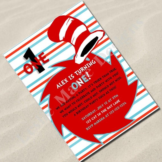 Items similar to DR. SEUSS Birthday Invitation Printable Custom