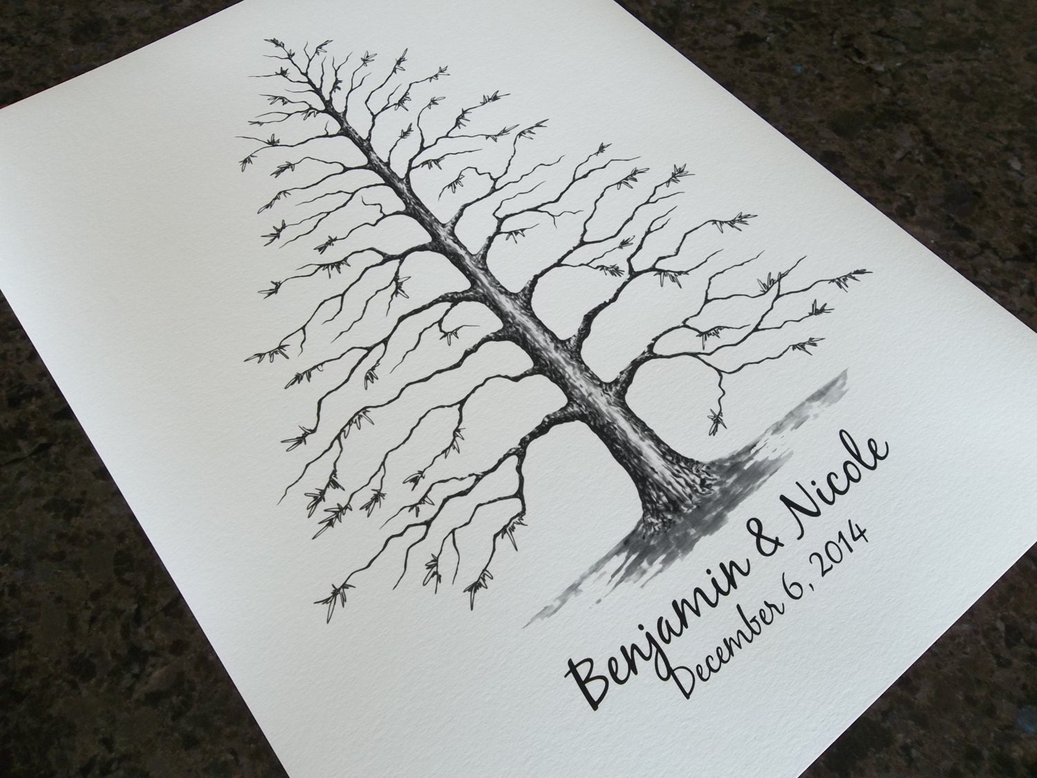 LARGE PINE Signature Guest Book Tree 18x24 Customized Giclée