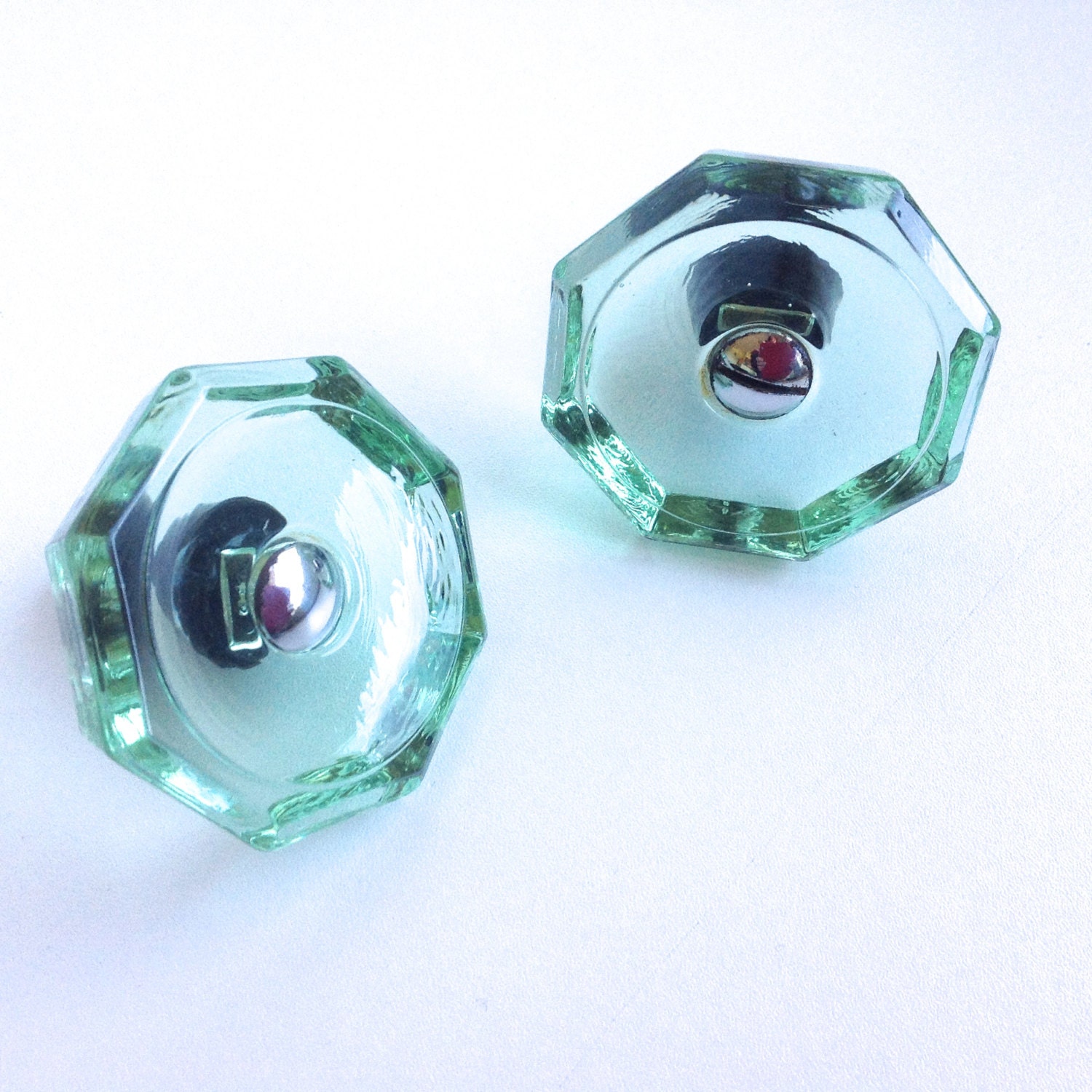 Vintage door knobs / door handles / green glass by BicoEstonia