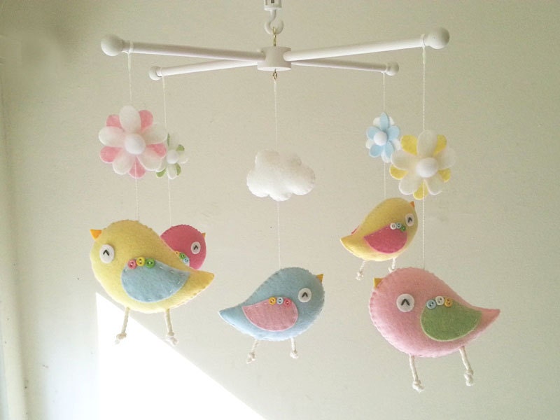 Baby crib mobile Bird mobile felt mobile nursery mobile