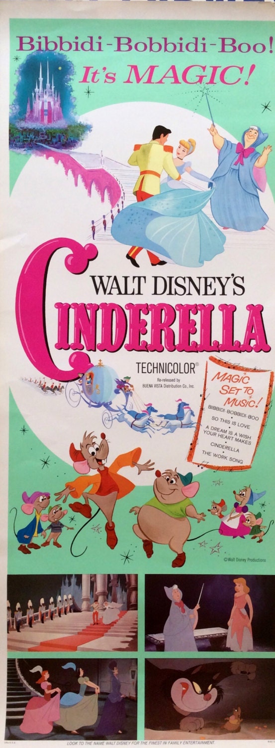 1960s Walt Disney's Cinderella Movie Poster by SansStatic on Etsy