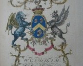 Jacobs English Peerage Rare Coat Of Arms Wyndham Earl Egremont 1700's COA