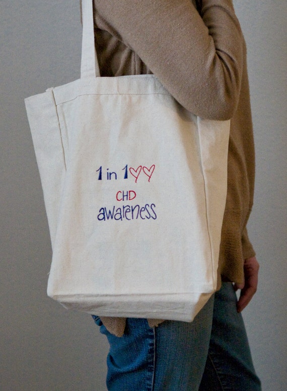 Items similar to 1 in 100, CHD awareness bag on Etsy