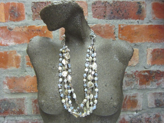 Semi precious stones multi-strand, bib necklace, choker necklace, statement necklace, handmade by South African Artist Yoka Wright #221
