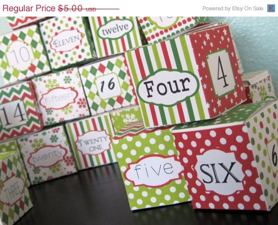 10% off - Printable Advent Calendar Boxes - Christmas Tradition - PDF - Instant Download - DIY Advent Calender Il_570xn