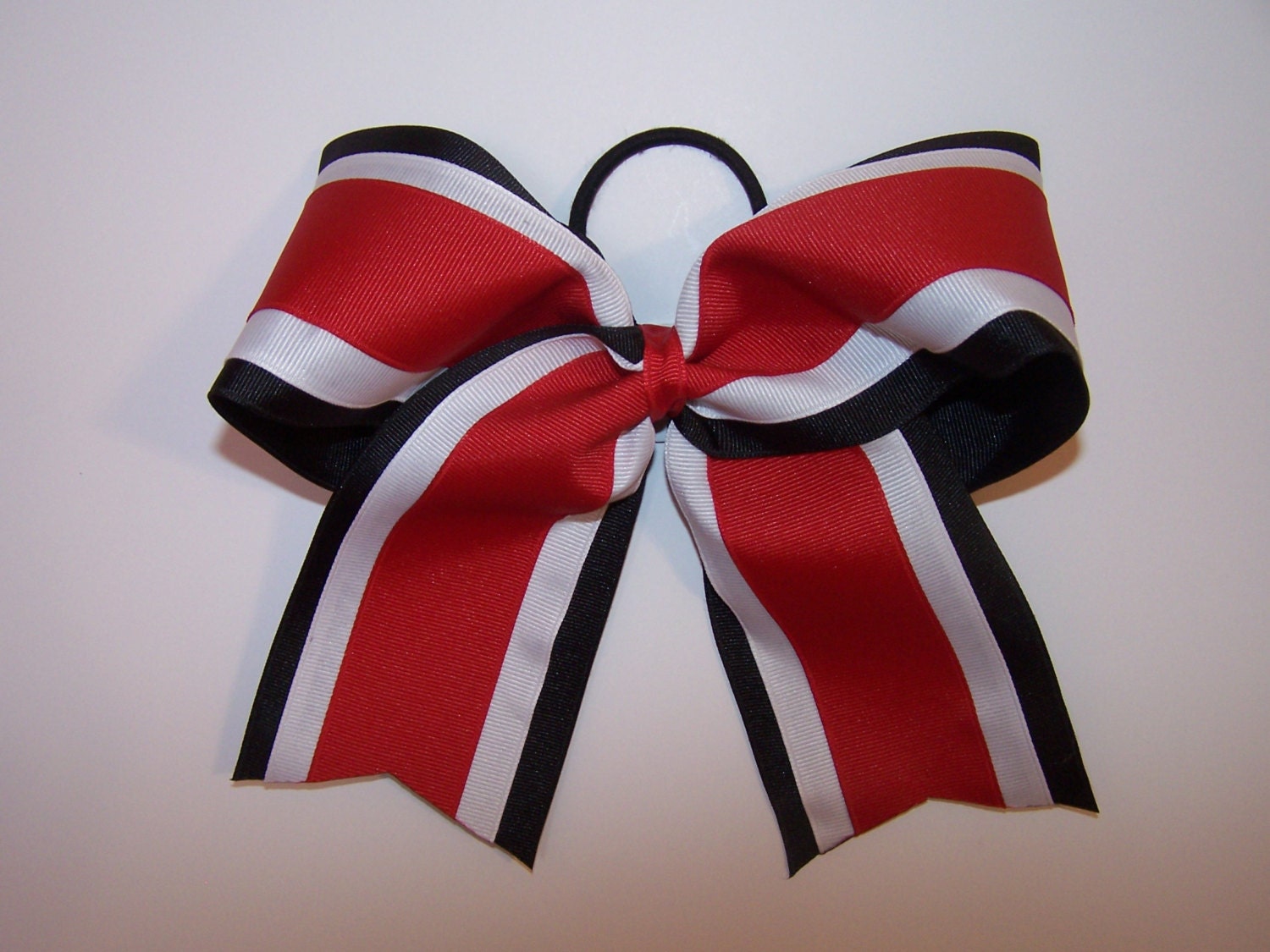 Black White and Red Grosgrain Bow Softball Bows Volleyball